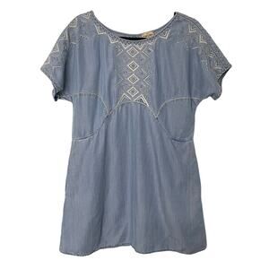 Anthropologie Holding Horses Chambray Denim Dress SP Short Sleeve CountryWestern